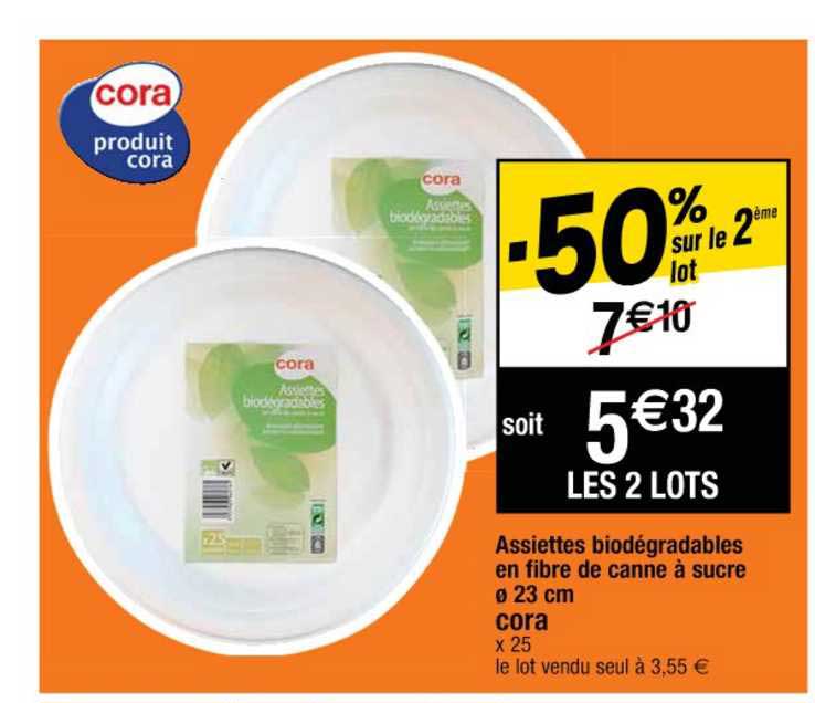 Assiettes Biodégradables En Fibre De Canne à Sucre 23 Cm