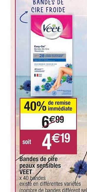 bandes de cire peaux sensibles veet