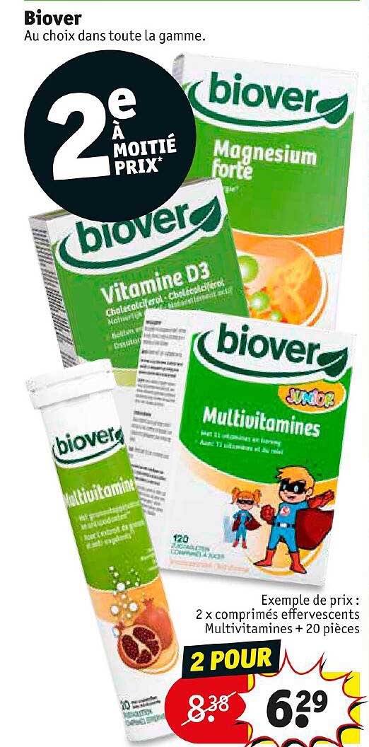 biover : 2x comprimés effervescents multivitamines + 20 pièces