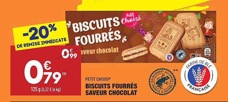 Biscuits Fourrés Saveur Chocolat Petit Choisi