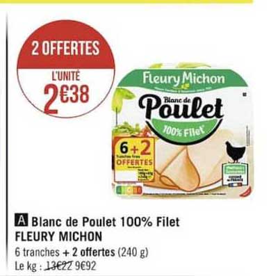 blanc de poulet 100% filet fleury michon