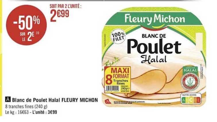 blanc de poulet halal fleury michon