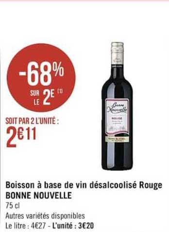 boisson à base de vin désalcoolisé rouge bonne nouvelle