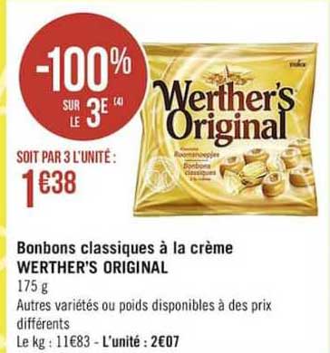 bonbons classiques à la crème werther's original