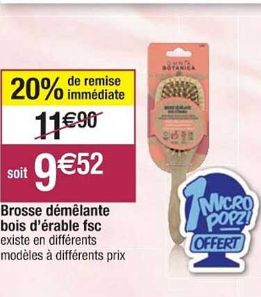 brosse démêlante bois d'érable fsc