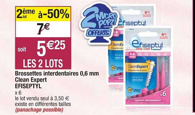 brossettes interdentaires 0,6 mm clean expert efiseptyl