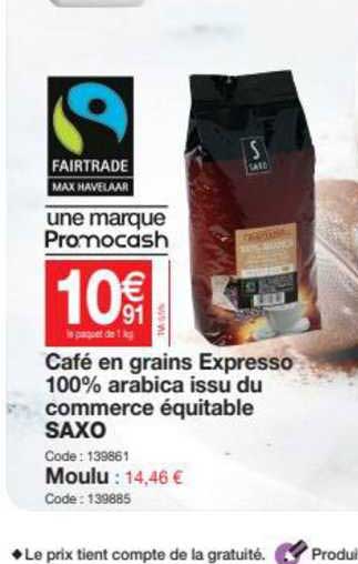 café en grains expresso 100% arabica issu du commerce équitable saxo