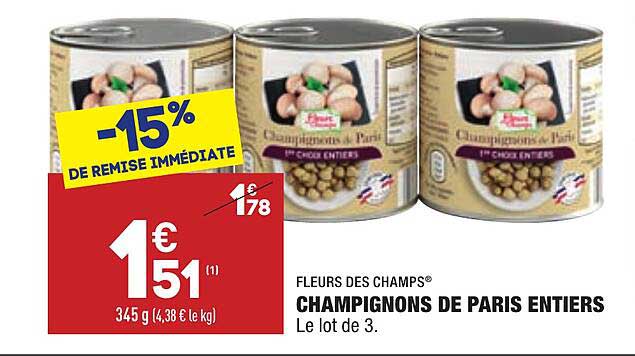 champignons de paris entiers fleurs des champs