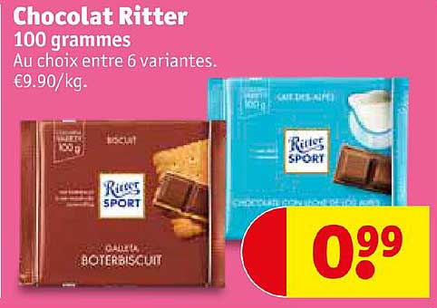 chocolat ritter 100 grammes