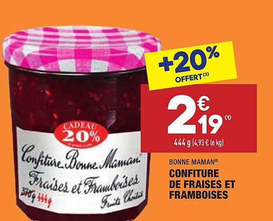 confiture de fraises et framboises bonne maman