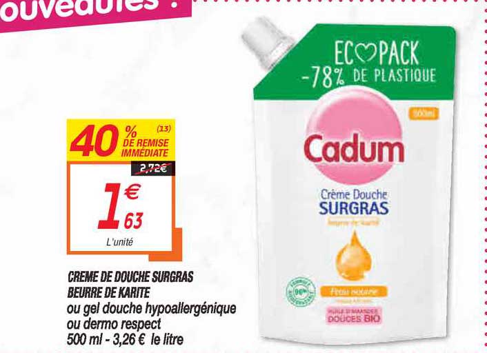 crème de douche surgras beurre de karité