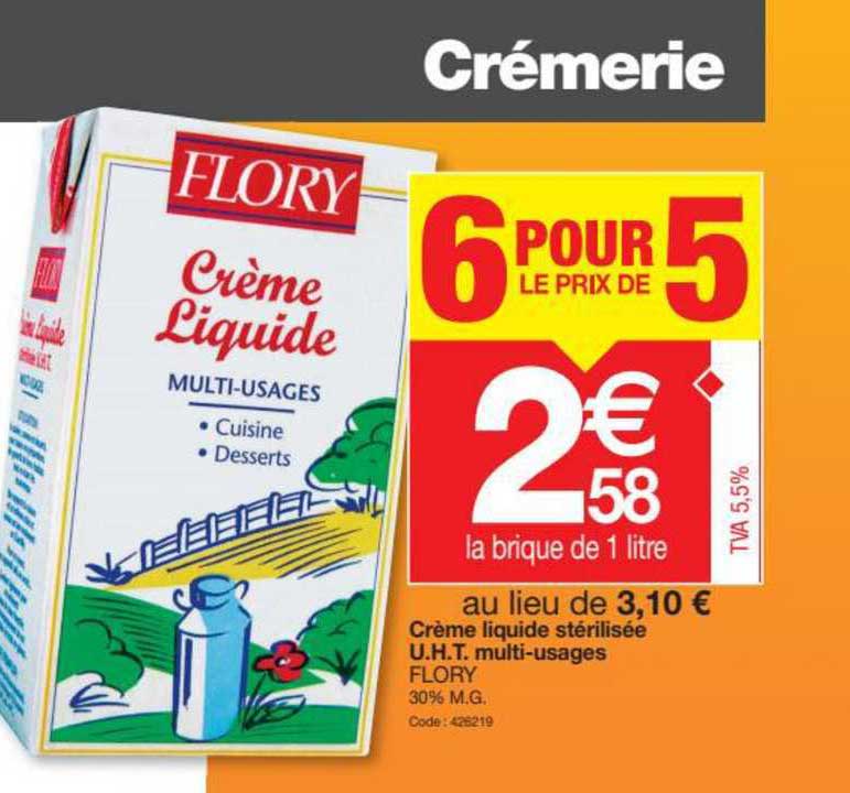 crème liquide stérilisée u.h.t. multi-usages flory