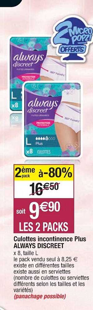 Culottes Incontinence Plus Always Discreet