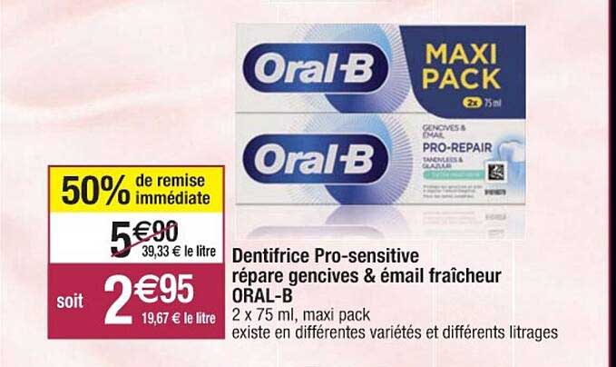 dentifrice pro-sensitive répare gencives & émail fraîcheur oral-b