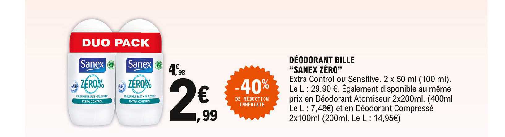 Déodorant Bille "sanex Zéro"