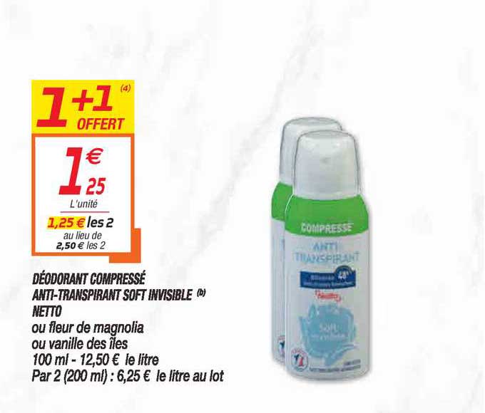 déodorant compressé anti-transpirant soft invisible netto