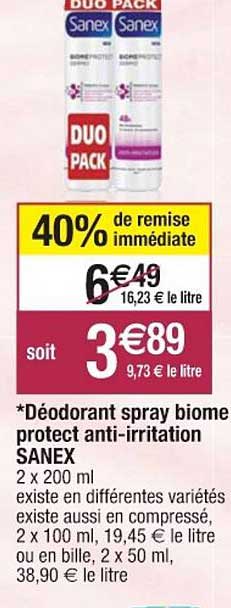 déodorant spray biome protect anti-irritation sanex