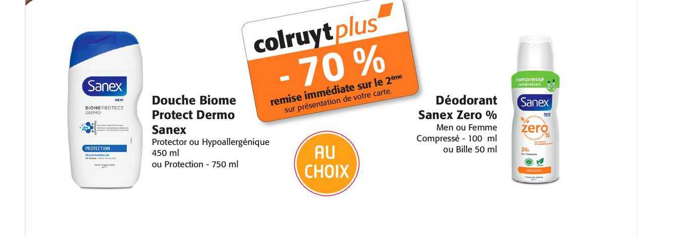 douche biome protect dermo sanex, déodorant sanex zéro %