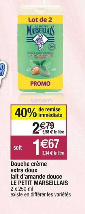 douche crème extra doux lait d'amande douce le petit marseillais