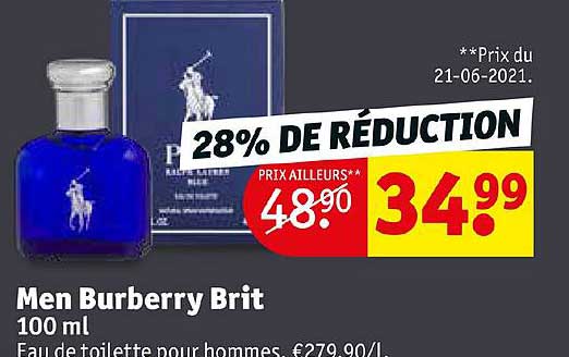 eau de toilette pour hommes men burberry brit 100 ml