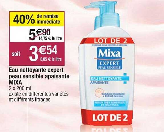 eau nettoyante expert peau sensible apaisante mixa