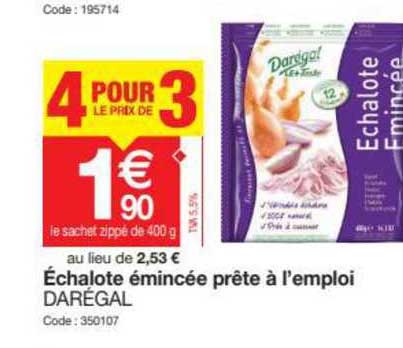 échalote émincée prête à l'emploi darégal