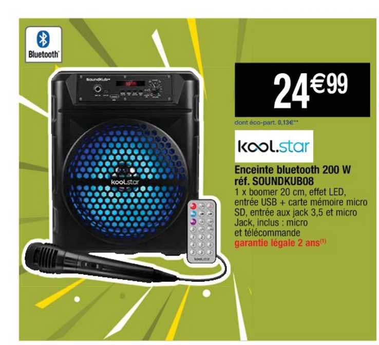 enceinte bluetooth 200 w kool star réf. soundkub08