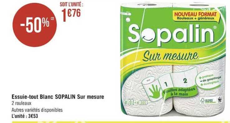 essuie-tout blanc sopalin sur mesure