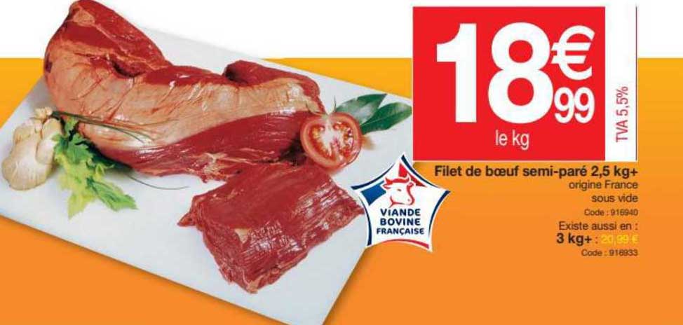 filet de boeuf semi-paré 2,5 kg+
