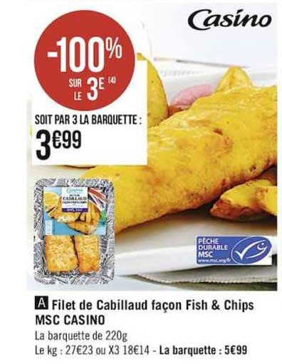 filet de cabillaud façon fish & chips msc casino