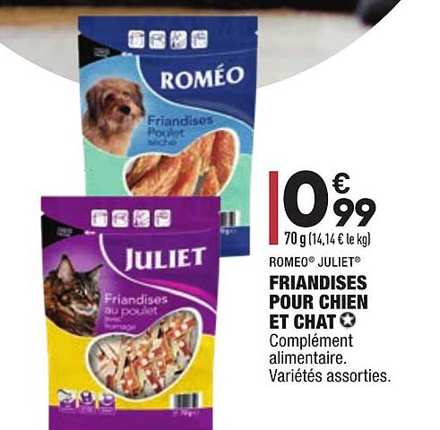 friandises pour chien et chat roméo juliet