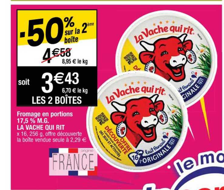 fromage en portions 17,5% m.g. la vache qui rit