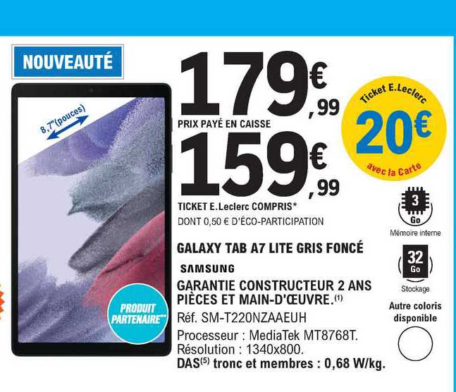 galaxy tab a7 lite gris foncé samsung