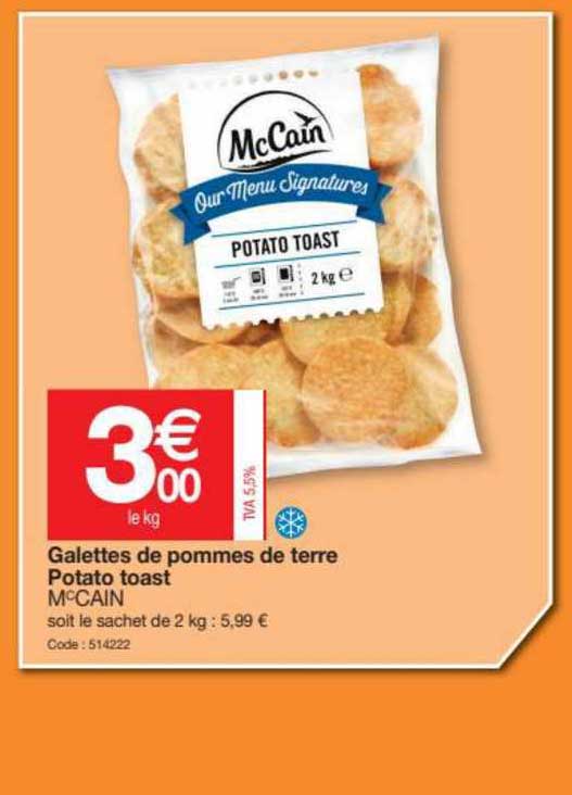 galettes de pommes de terre potato toast mc cain
