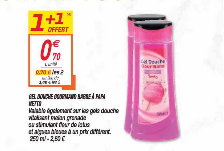gel douche gourmand barbe à papa netto