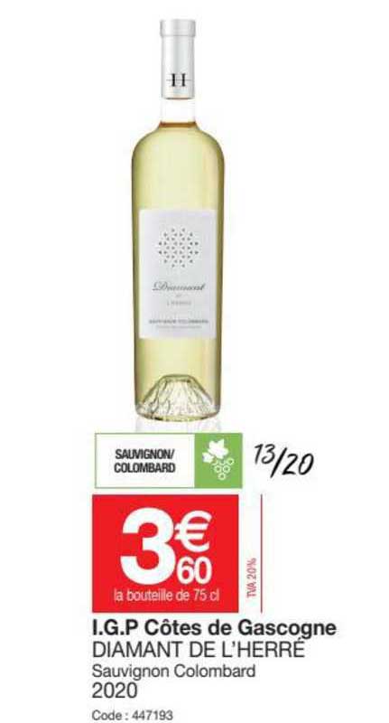 i.g.p. côtes de gascogne diamant de l'herré sauvignon colombard 2020