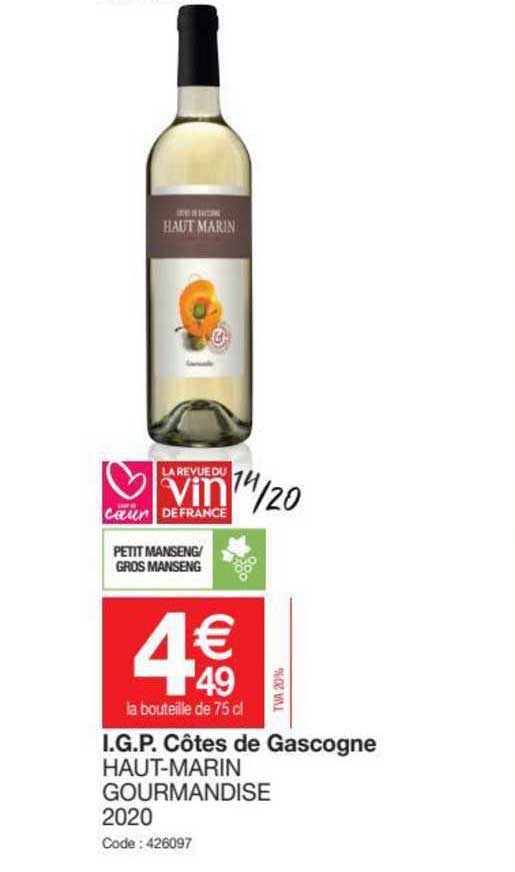 i.g.p. côtes de gascogne haut-marin gourmandise 2020
