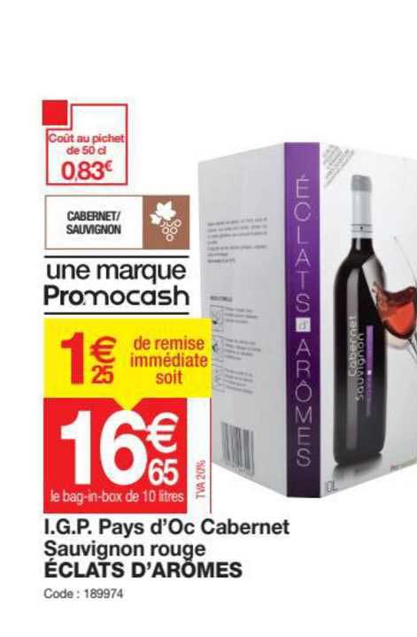 i.g.p. pays d'oc cabernet sauvignon rouge éclats d'arômes