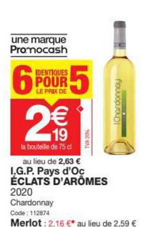 i.g.p. pays d'oc éclats d'arômes 2020 chardonnay