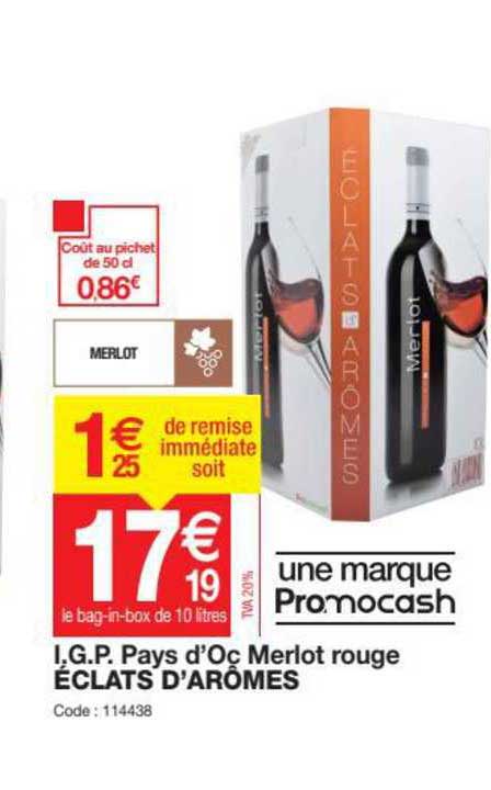 i.g.p. pays d'oc merlot rouge éclats d'arômes
