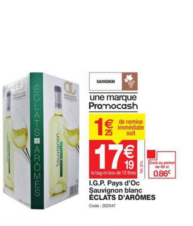 i.g.p. pays d'oc sauvignon blanc éclats d'arômes
