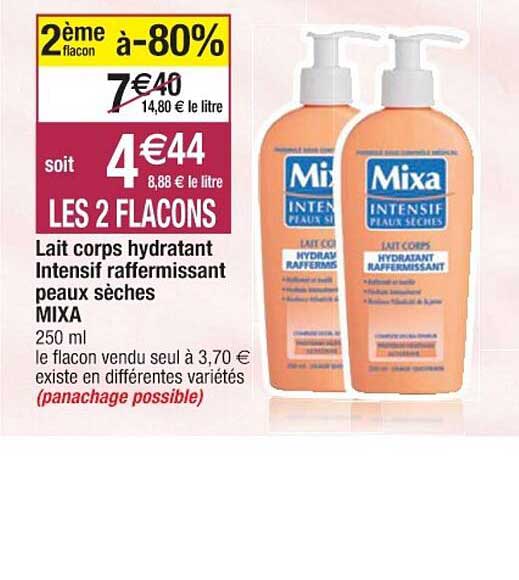 lait corps hydratant intensif raffermissant peaux sèches mixa