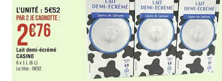 lait demi-écrémé casino