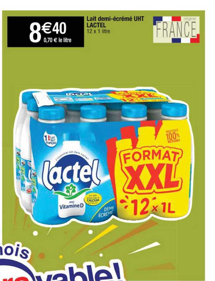 lait demi-écrémé uht lactel
