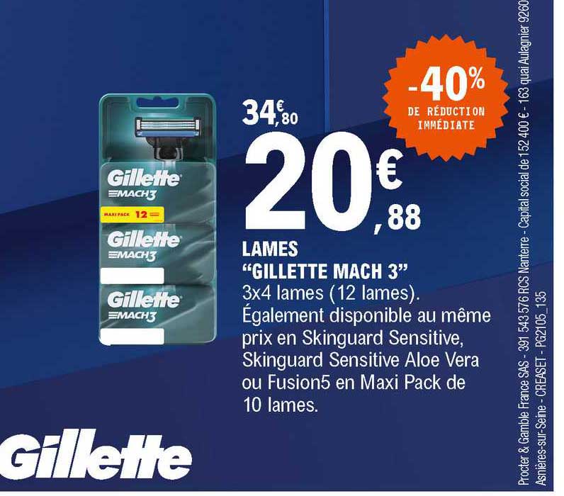 Lames "gillette Mach3"