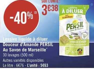 lessive liquide à diluer douceur d'amande persil au savon de marseille
