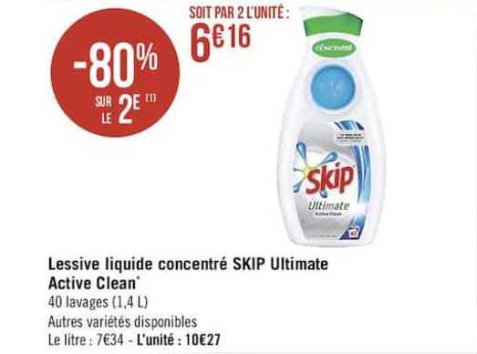 Lessive Liquide Concentré Skip Ultmate Active Clean