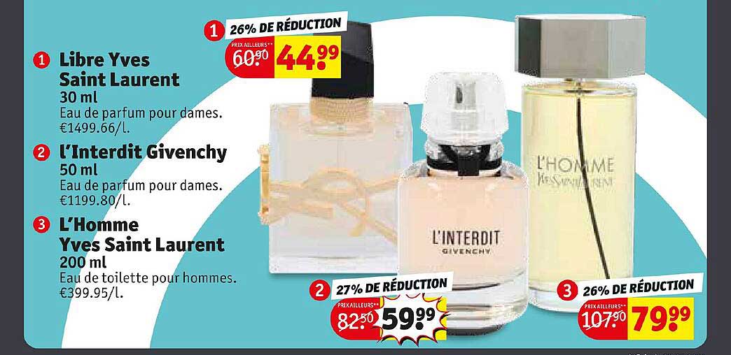 libre yves saint laurent, l'interdit givenchy, l'homme yves saint laurent
