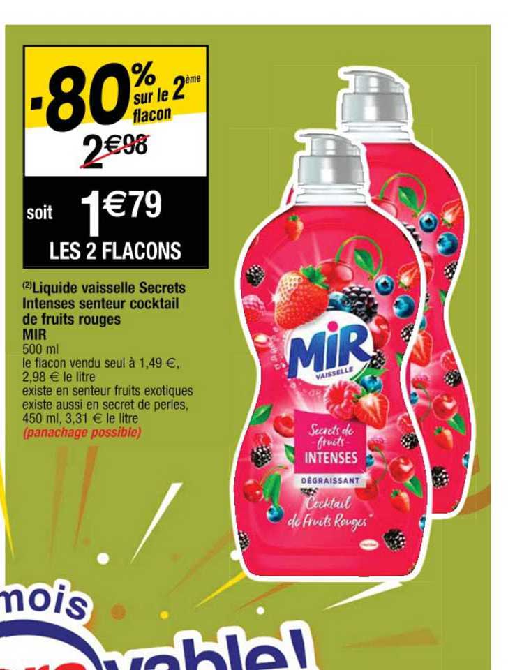 liquide vaisselle secrets intenses senteur cocktail de fruits rouges mir