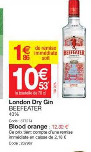 london dry gin beefeater, blood orange